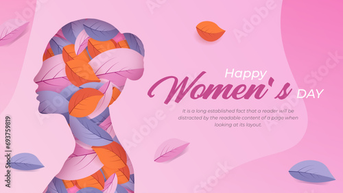 International Women's day illustration, March 8 Women's Day banner or background design