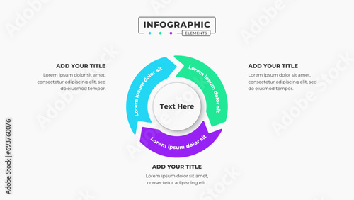 Vector circle arrow infographic design template with 3 steps or options