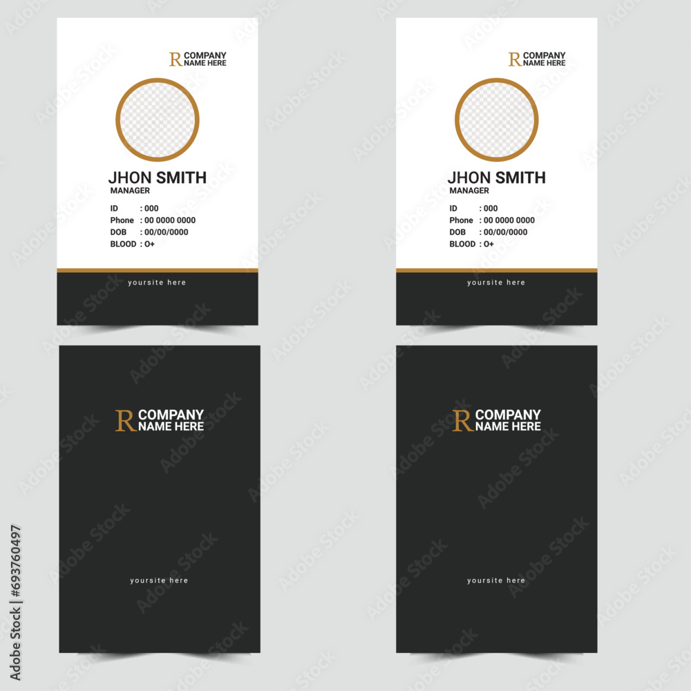 Modern Identity Employee Abstract professional, corporate office Id card design, Simple and Clean ID Card Template Design.