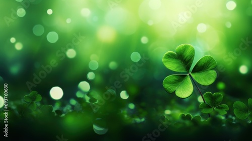 Green clover leaf with bokeh background. St. Patrick's day