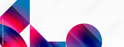 Serene gradient template. Circles and triangles mingle in minimalist perfection. Gentle fusion of forms and hues creates balanced yet captivating backdrop, embodying modern sophistication