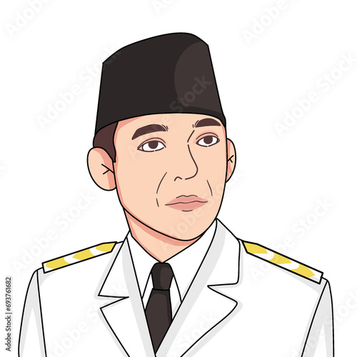 illustration of Indonesia's first president, Ir Soekarno photo