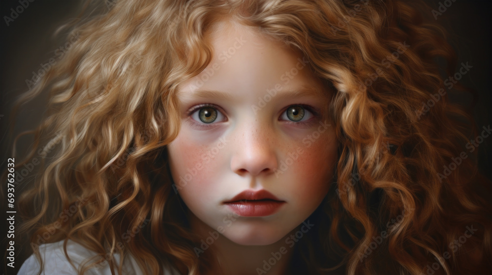 Closeup portrait of a cherubic young female child with golden locks of hair and rosy cheeks. Natural skin and complexion. Closeup portrait of a cherubic young female child with golden locks of hair and rosy cheeks. Natural skin and complexion.