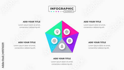 Vector business timeline infographic design template with 5 steps or options
