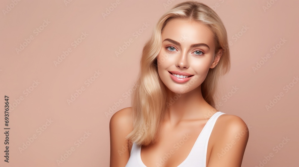 Radiant Beauty: Young Scandinavian Woman with Smooth, Healthy Face Skin, Happy Smiling and Touching Face
Radiant Beauty: Young Scandinavian Woman with Smooth, Healthy Face Skin, Happy Smiling and Touching Face