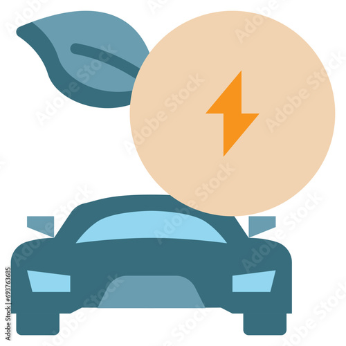 car eco ev power energy saving flat style