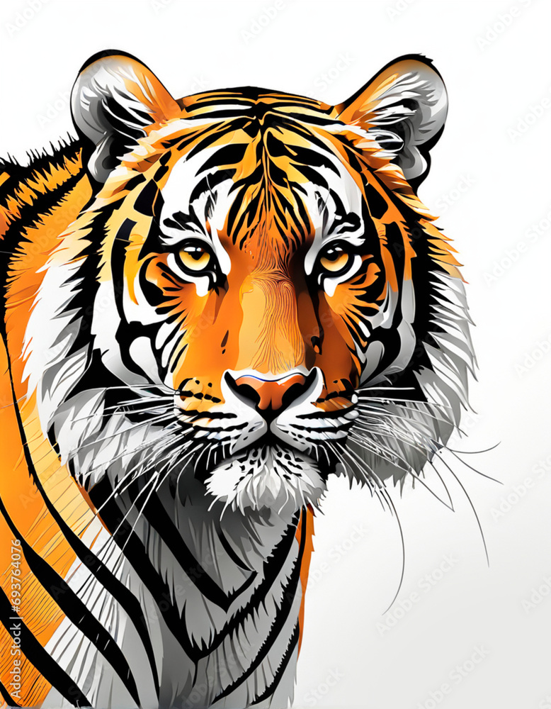 tiger drawn with line tiger drawn with line