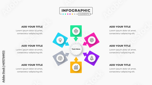 Vector business circle infographic design template with six steps or options