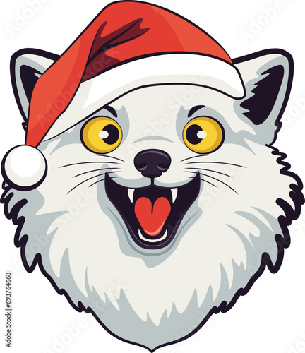 Happy Christmas arctic fox head