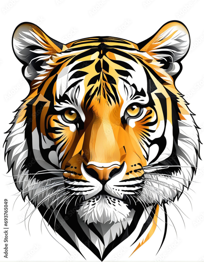 tiger drawn with line