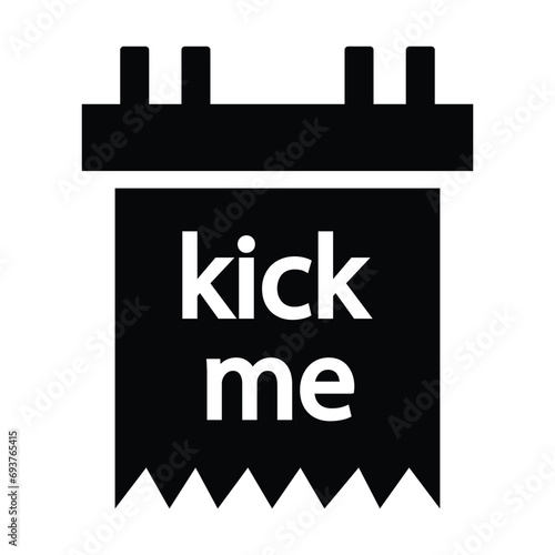 Kick me, prank note, joke paper icon