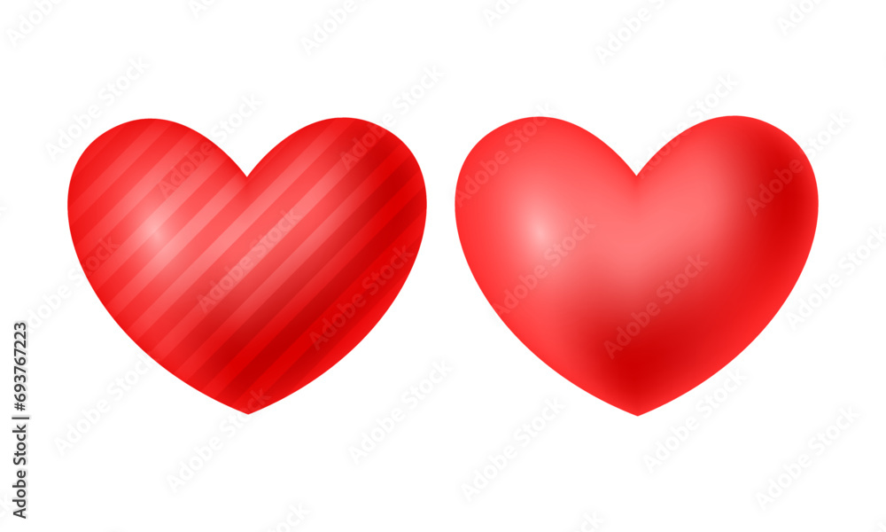 Vector red hearts set for valentines day cards