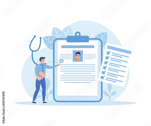 Document patient illness or disease progress, diagnosis and treatment vector illustration. flat vector modern illustration 
