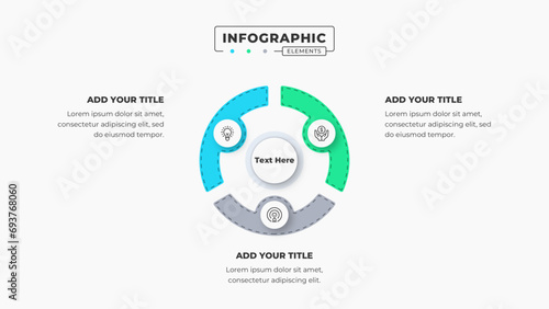 Vector circle diagram infographic design template with 3 steps or options