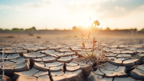 Foto a drop of water falling on cracked soil the landscape