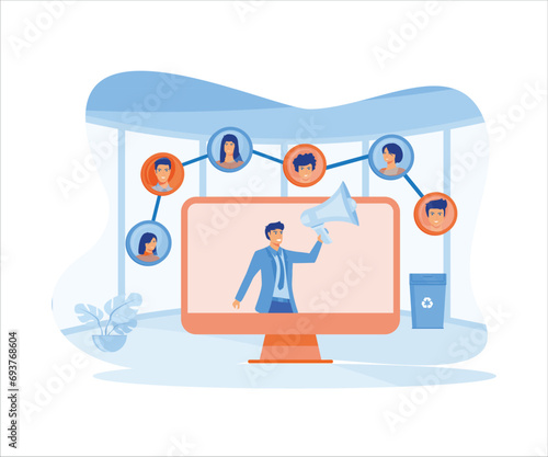  People share information with affiliate referrals and making money. flat vector modern illustration 