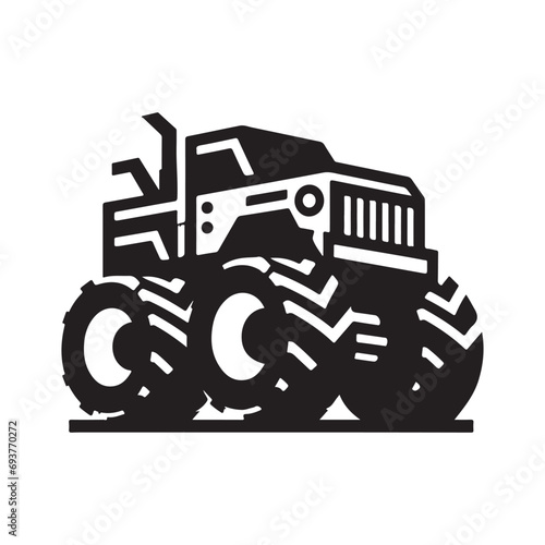 monochrome geometric illustration logo of monster truck