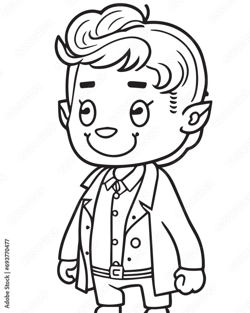 Handsome Outline Coloring Page: Full Body Shot of a School Boy for Kids Handsome Outline Coloring Page: Full Body Shot of a School Boy for Kids