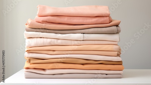 A stack of clothes and underwear on a white background. The concept of washing and hygiene.