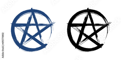 pentagram logo (blue and black) - paintbrush style