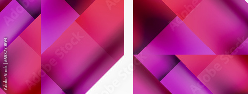 Vivid abstraction unfolds. Triangles in seamless harmony, composing dynamic geometric backdrop. Interplay of angles and hues forms captivating tapestry, evoking modernity and artistic allure