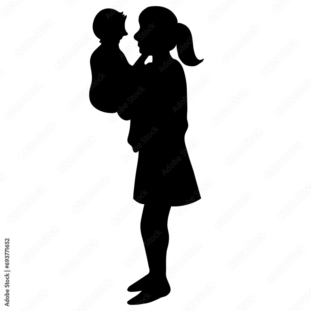 silhouette of mother with her child, silhouette commemorating mother's day, mother's day, happy mother's day