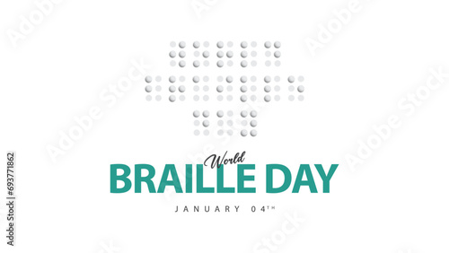 World braille day. Vector illustration of brailtex letters isolated on white screen. Suitable for banners, web, social media, greeting cards etc