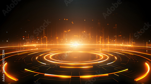 orange Abstract technology background circles digital hi-tech technology design background. concept innovation. vector illustration