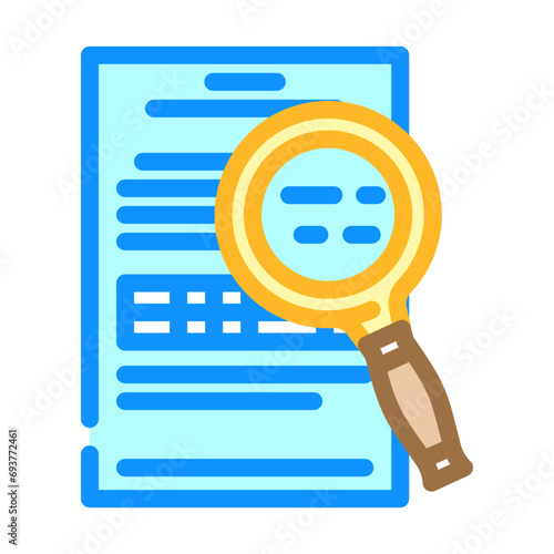 document searchmagnifying glass color icon vector. document searchmagnifying glass sign. isolated symbol illustration