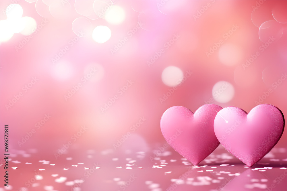 valentine bokeh background with hearts