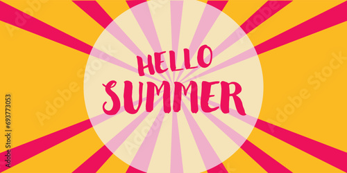 Hello summer! Beautiful bright background with inscription.Vector summer background. Template,wallpaper,background with the inscription Hello Summer