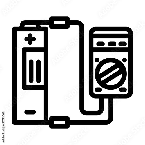 testing battery line icon vector. testing battery sign. isolated contour symbol black illustration