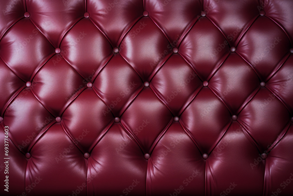 Close up of burgundy upholstered wall paneling, surface material texture Close up of burgundy upholstered wall paneling, surface material texture