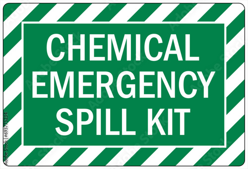Spill clean up sign and labels chemical emergency spill kit
