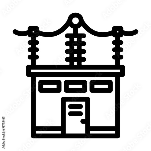 substation electric line icon vector. substation electric sign. isolated contour symbol black illustration