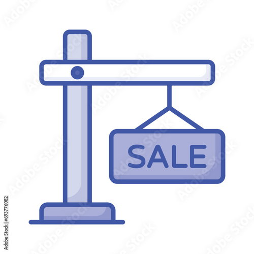Check this admirable icon of sale signboard hanging on the pole, Vector illustration