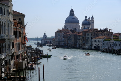 Venice Italy - View from Bridge Ponte dell'Accademia to Church Basilica di Santa Maria della Salute