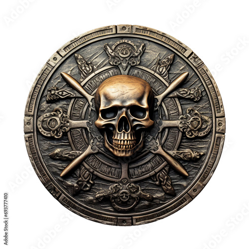Pirate medallion, transparent background, isolated image, generative AI