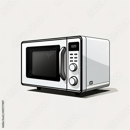 illustration of a microwave oven in black and white