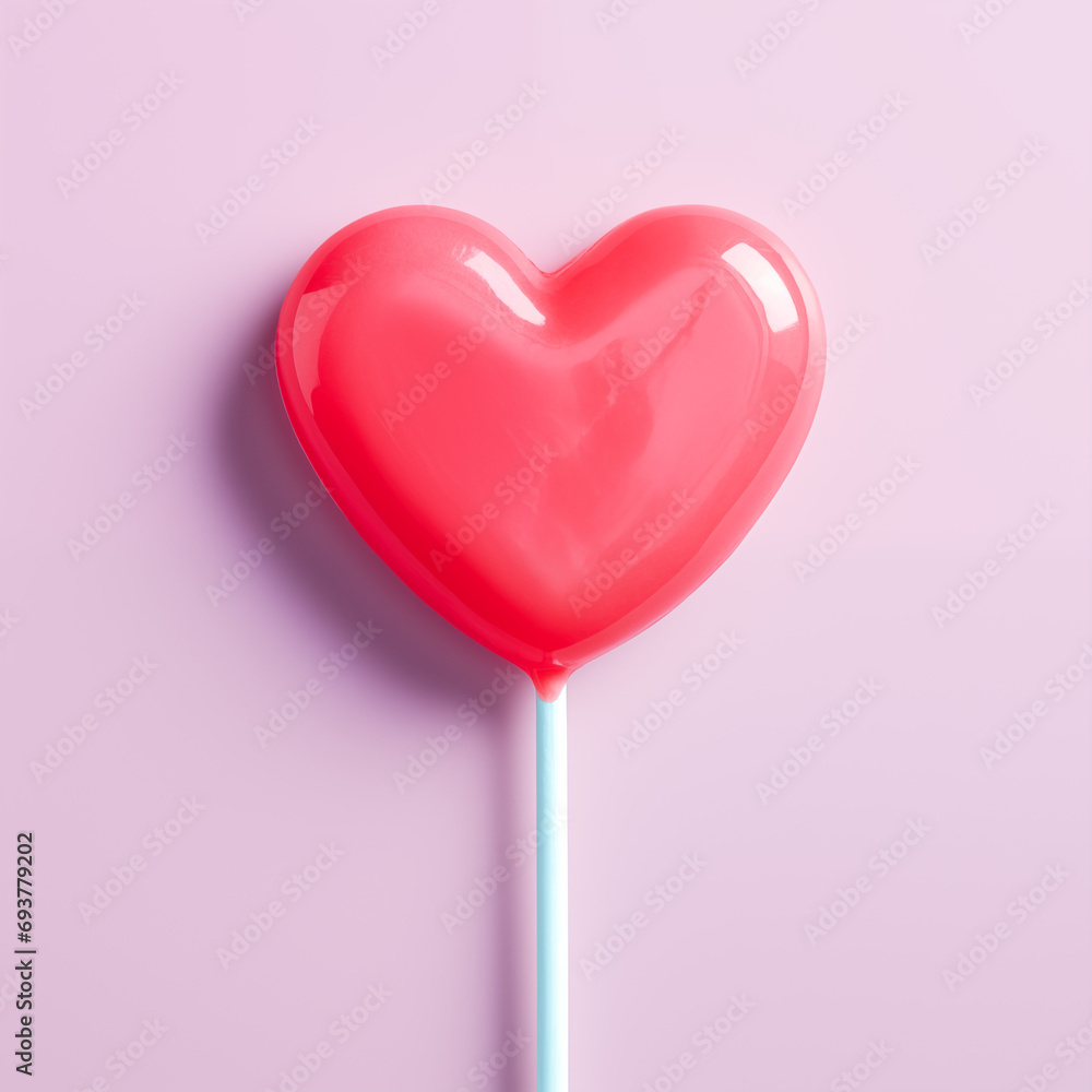 heart shaped lollipop isolated on plain pink studio background heart shaped lollipop isolated on plain pink studio background