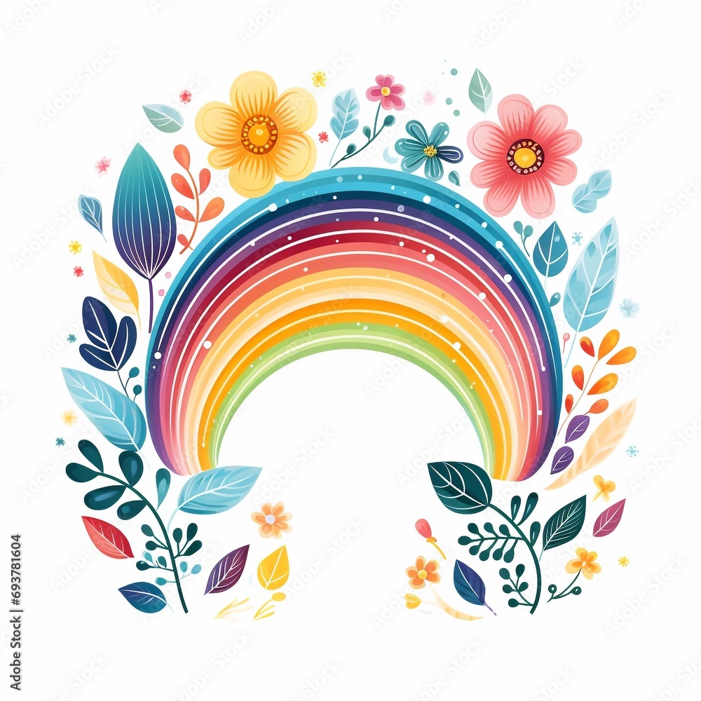 Bunter Regenbogen mit Blumen, made by AI