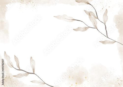 Abstract art watercolor floral background with soft hand painted leaves decoration