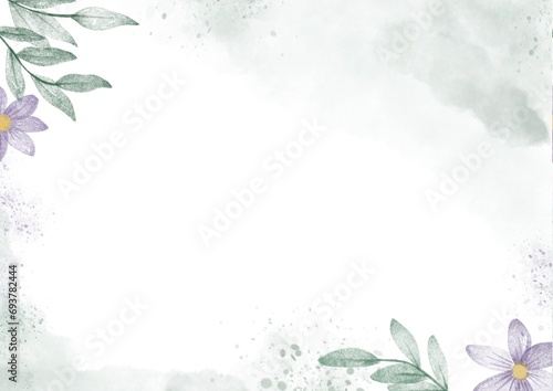 Abstract art watercolor floral background with soft hand painted leaves decoration