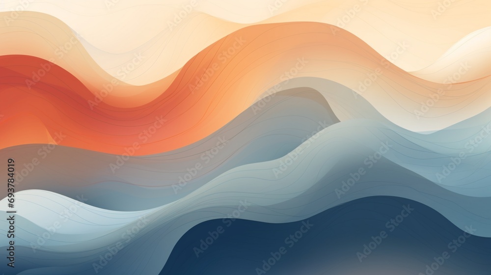 a wavy background with a blend of cool and warm colors, their gentle undulations creating a sense of balance and harmony, perfect for conveying a feeling of peace and equilibrium.