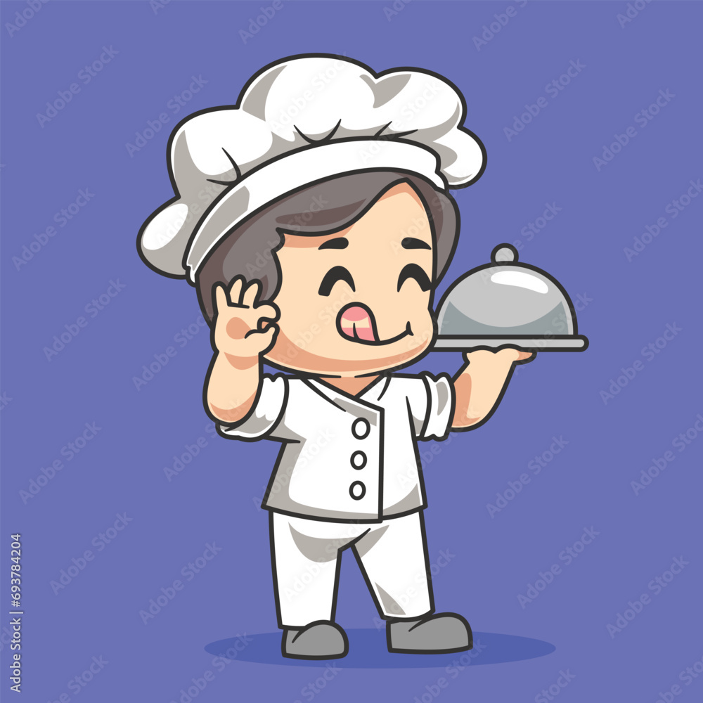 Cartoon young boy chef mascot vector illustration Cartoon young boy chef mascot vector illustration