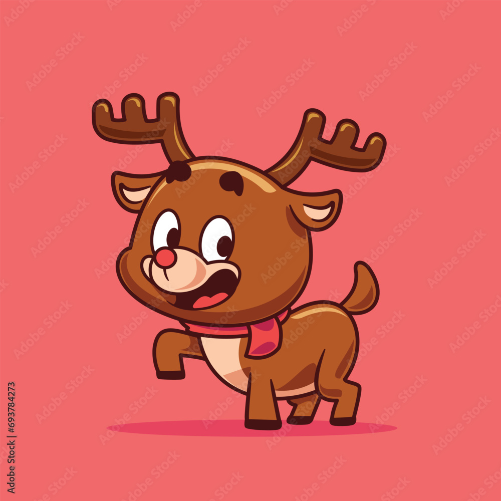 Cartoon happy reindeer winter mascot christmas Cartoon happy reindeer winter mascot christmas