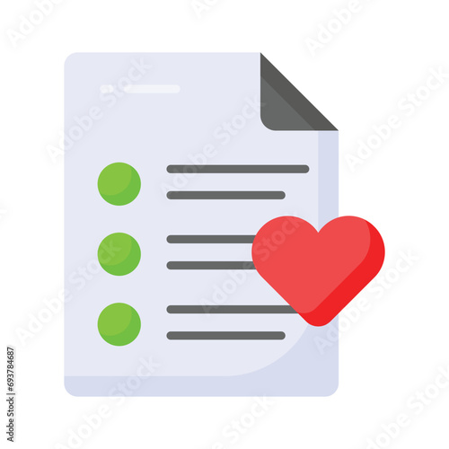 Paper with heath denoting concept icon of wishlist, ready for premium download