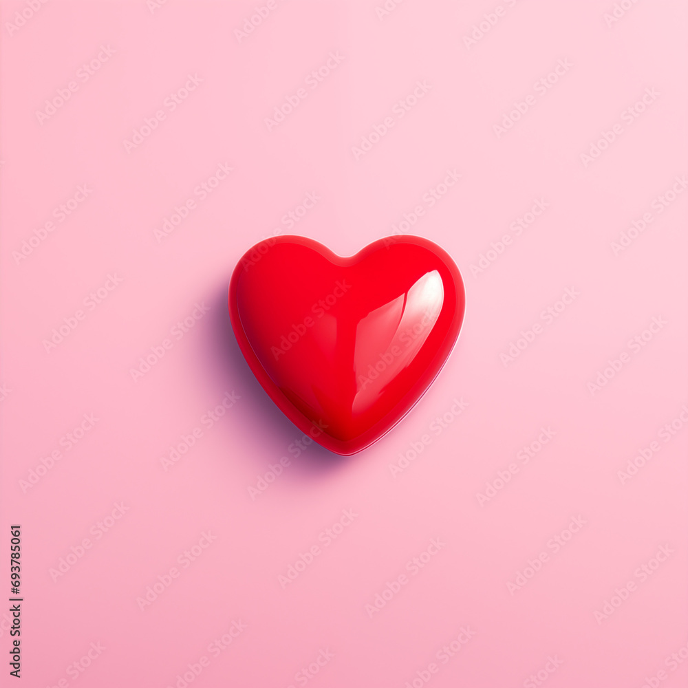 shiny red heart isolated on plain pink studio background shiny red heart isolated on plain pink studio background
