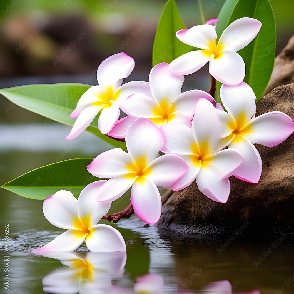 frangipani flower and water frangipani flower and water