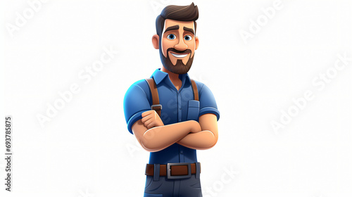 Electrician cartoon character avatar on white background